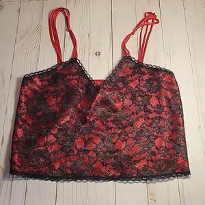Victoria's Secret Vintage Gold Label Sexy Red Black Lace Cami Top  Size P